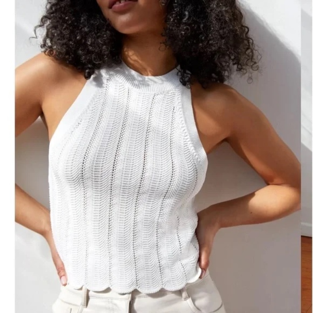 WILFRED white knit halter tank